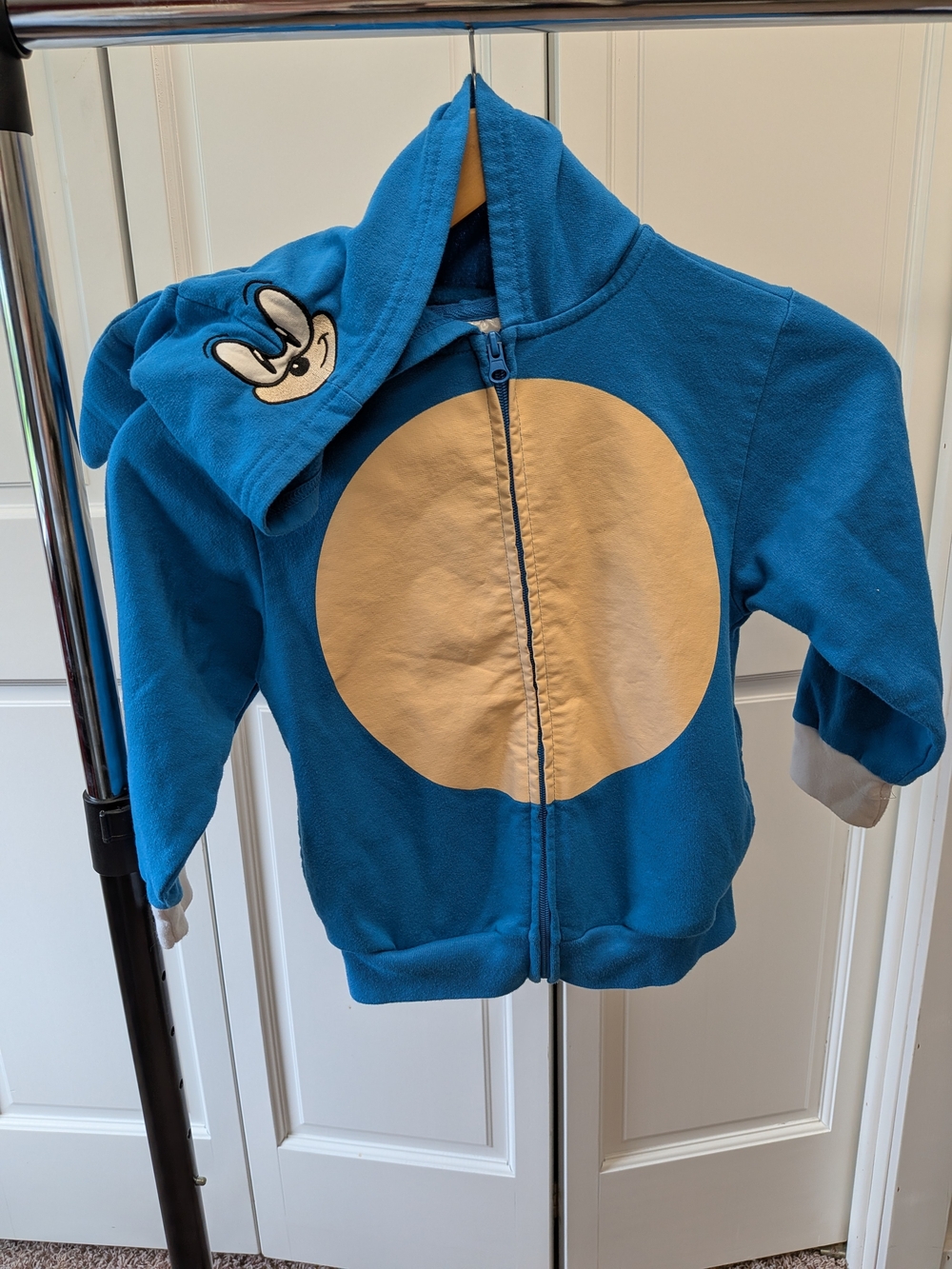 Blue Sonic Kids Hoodie with Yellow Circle Front